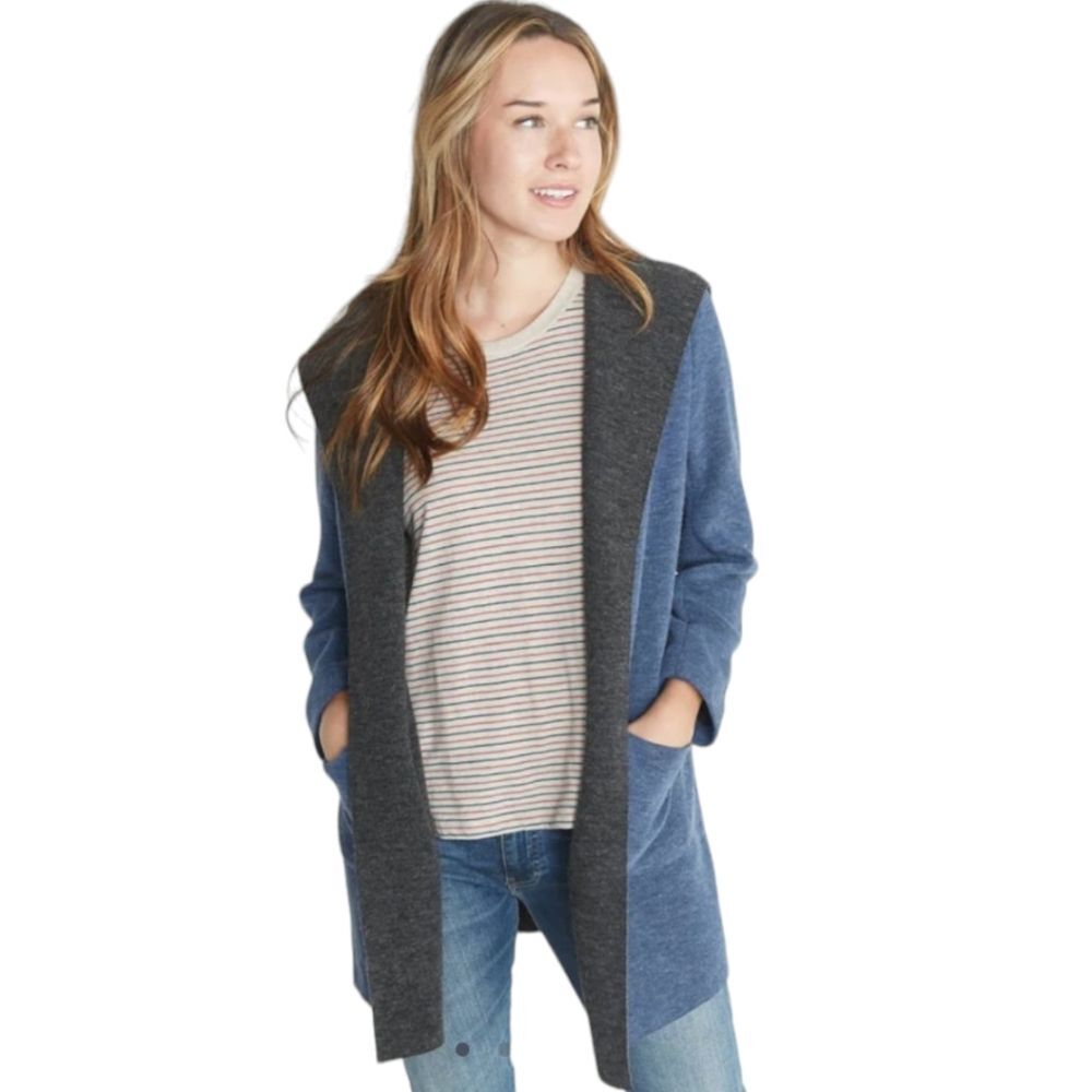 Marine Layer Wren Hooded Coat Navy Womens Small Oversized